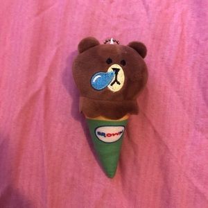 LINE: Big Brown Bear Ice Cream Cone Keychain